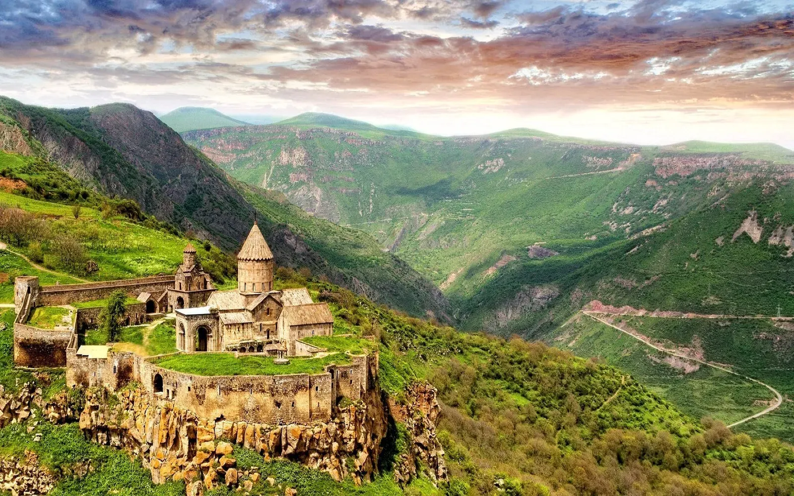 Tatev Monastery on a cliff edge above the Vorotan gorge, Armenia