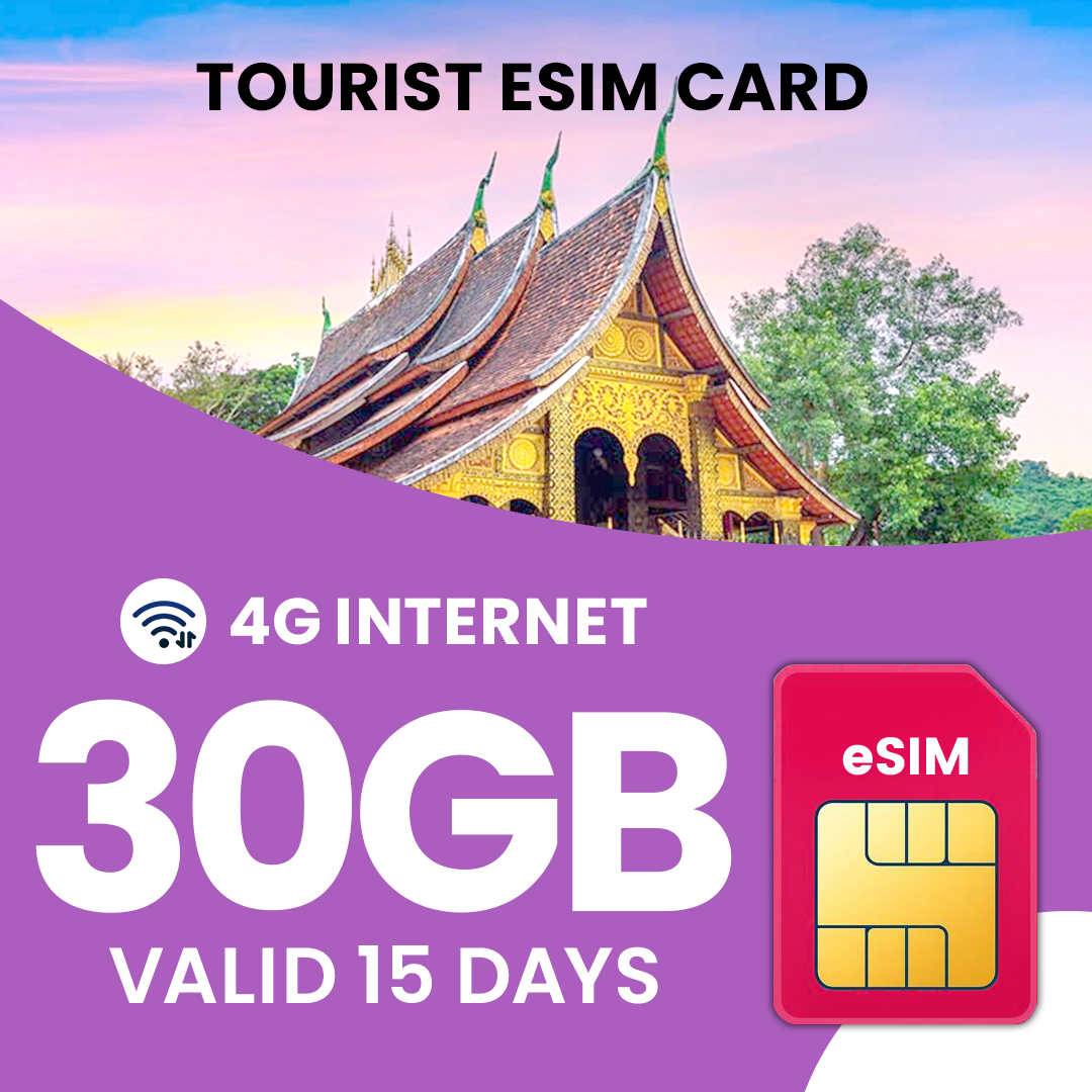 Laos eSIM 30 GB valid 15 days – instant prepaid data plan