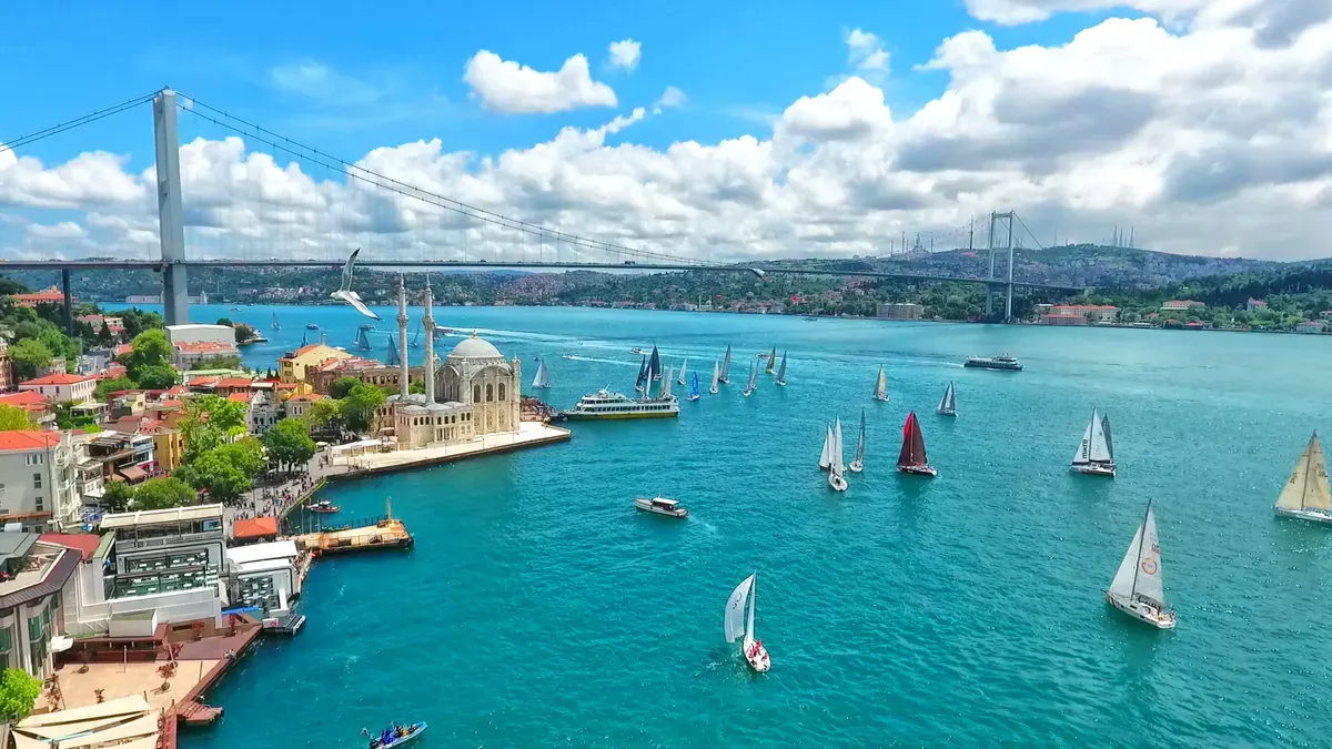The Bosphorus and Istanbul's skyline at dusk, Türkiye